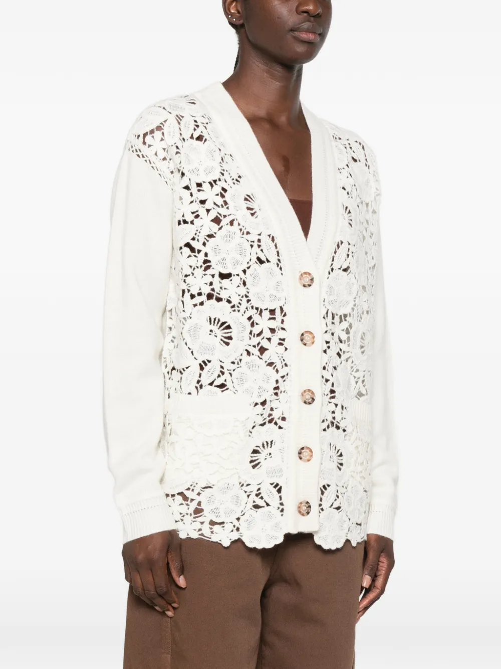 ERMANNO FIRENZE Vest met kanten vlakken Beige