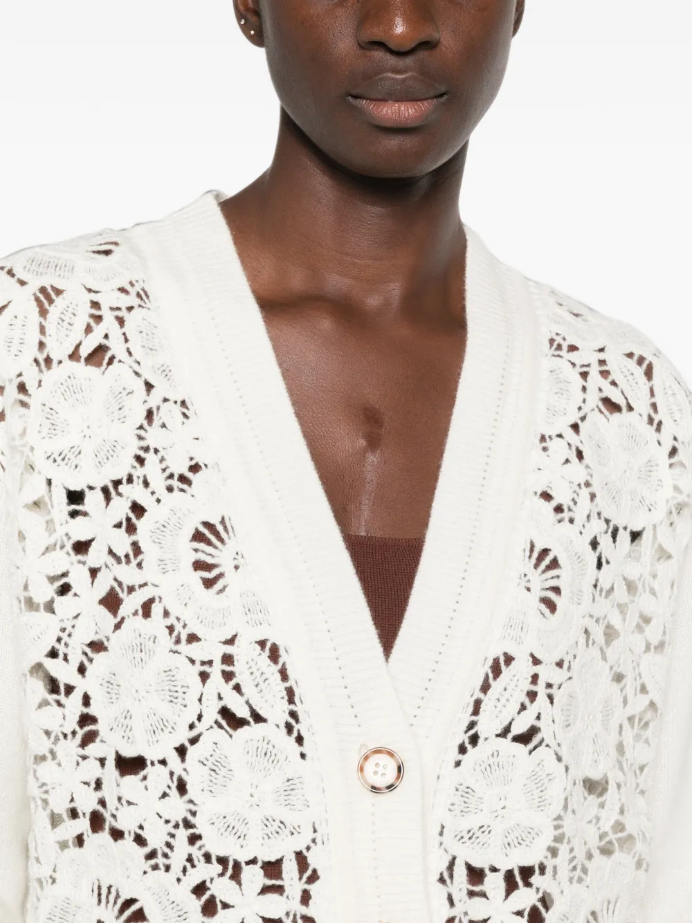 ERMANNO FIRENZE Vest met kanten vlakken Beige