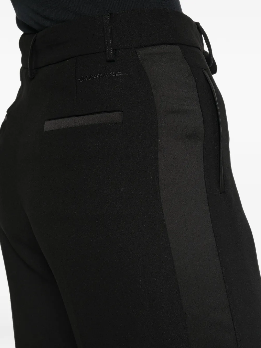 ERMANNO FIRENZE Broek met trekkoord en satijnen streep Zwart