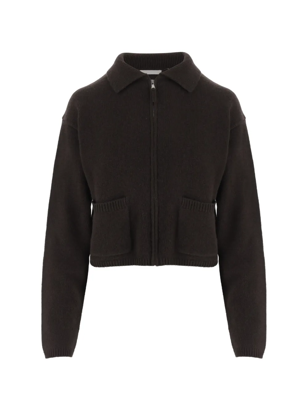 Allude zip-up patch-pocket cardigan - Braun