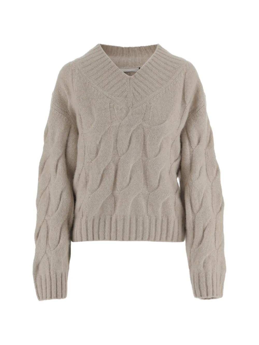 Allude V-neck cable-knit sweater - Nude