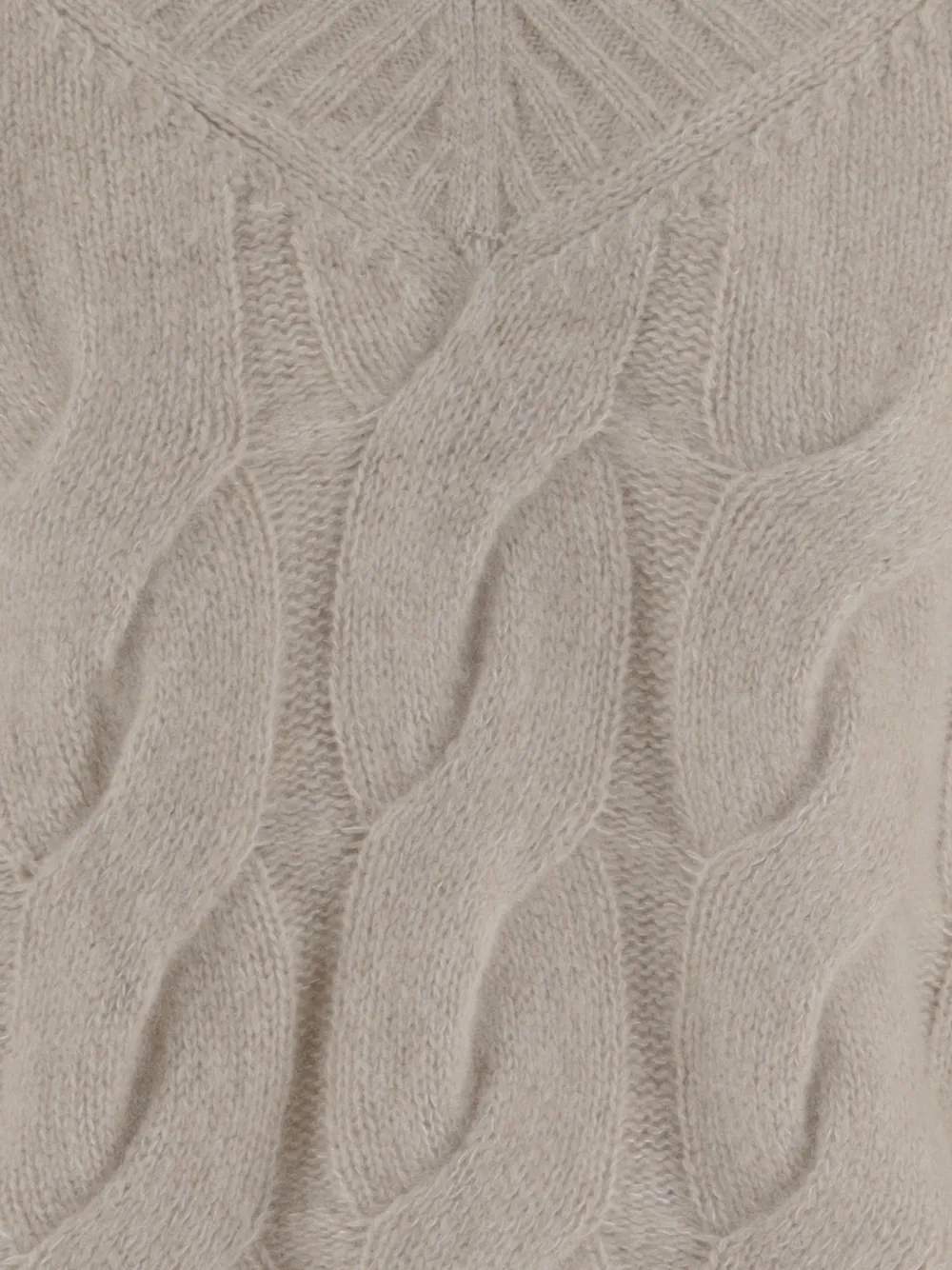 Allude Kabelgebreide trui met V-hals Beige