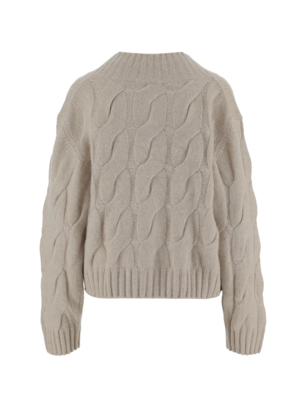 Allude Kabelgebreide trui met V-hals Beige