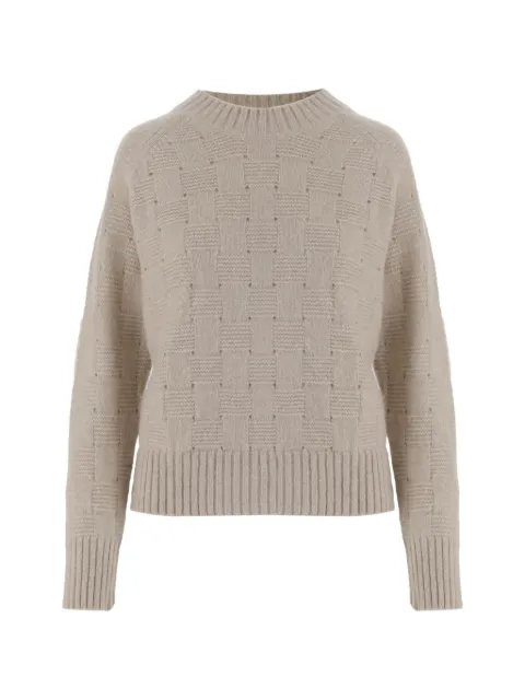 Allude basket-weave crew neck sweater