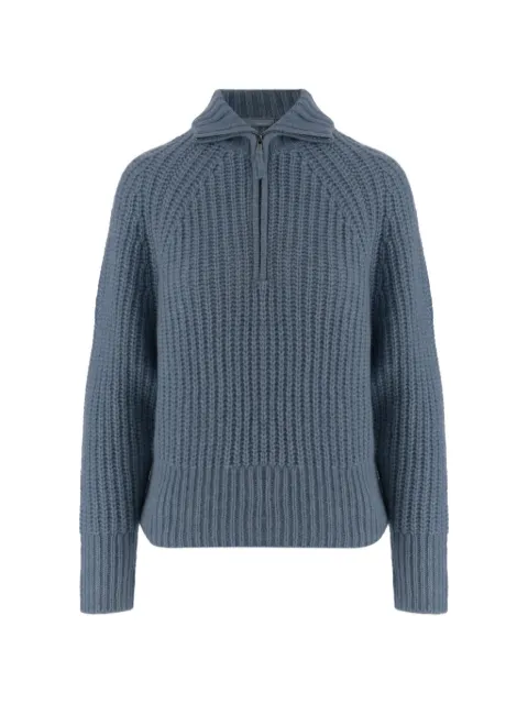Allude ribbed-knit quarter-zip sweater
