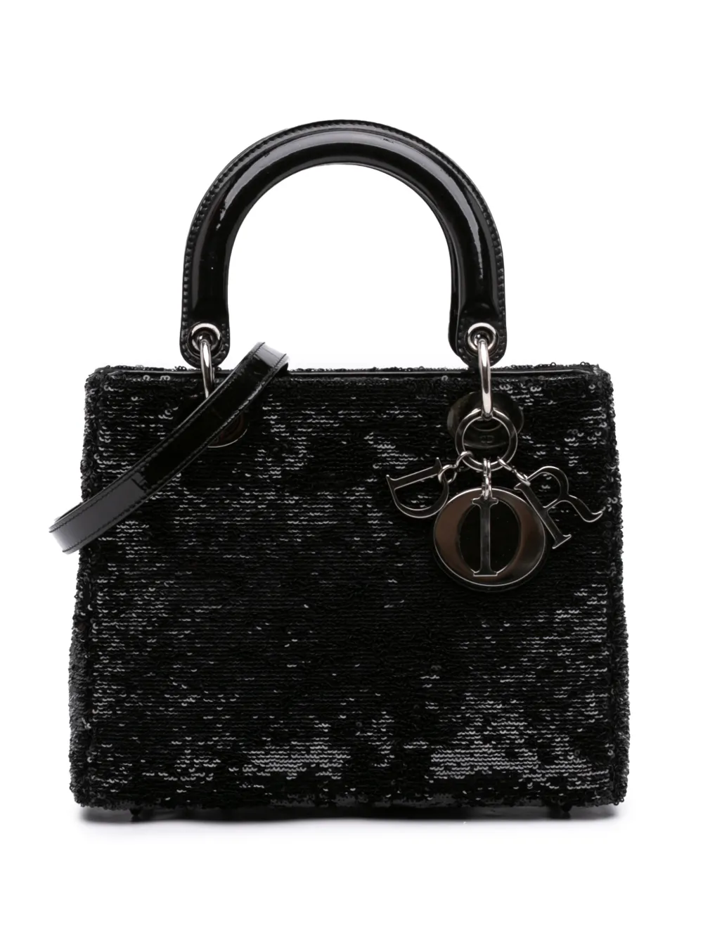Christian Dior Pre-Owned sac à main Lady Dior format moyen à sequins (2013) - Noir