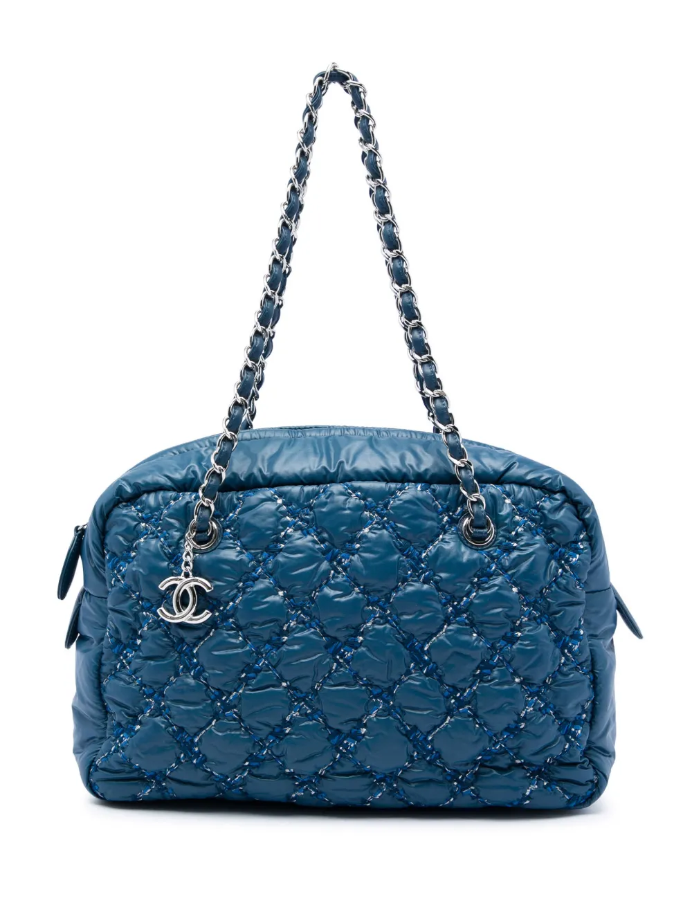CHANEL Pre-Owned 2010-2011 Paris Byzance Nylon Tweed On Stitch Bowler Bag shoulder bag - Blau