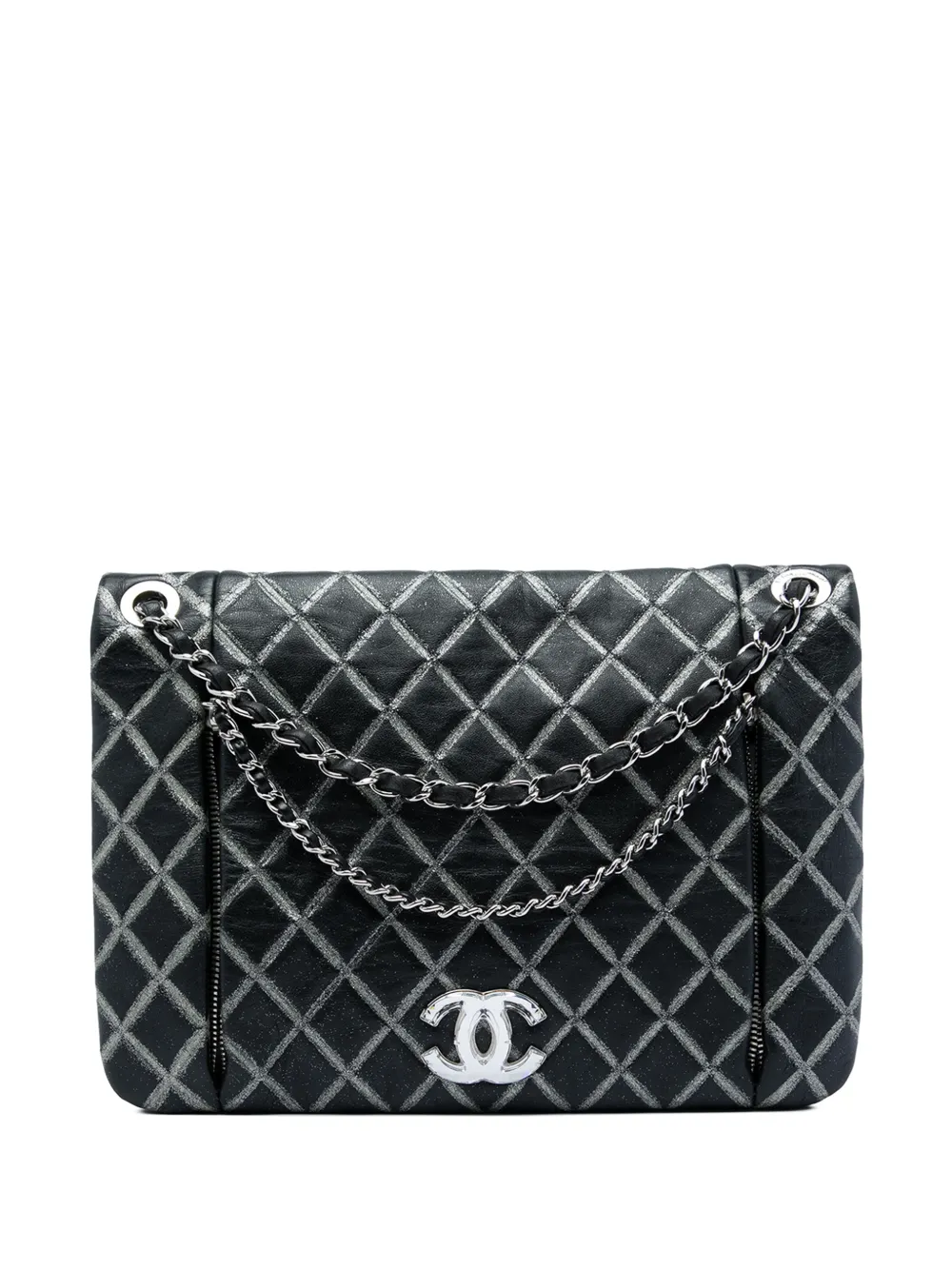CHANEL Pre-Owned 2010-2011 Quilted Metallic Distressed Lambskin CC Crystal Flap shoulder bag - Schwarz