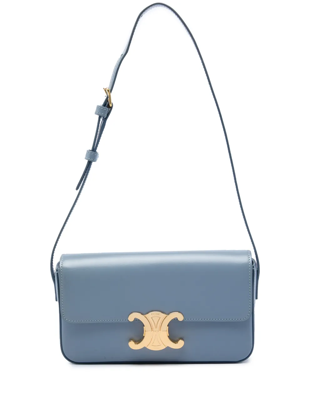 Celine Pre-Owned 2021 Shiny Calfskin Triomphe Claude shoulder bag - Blue