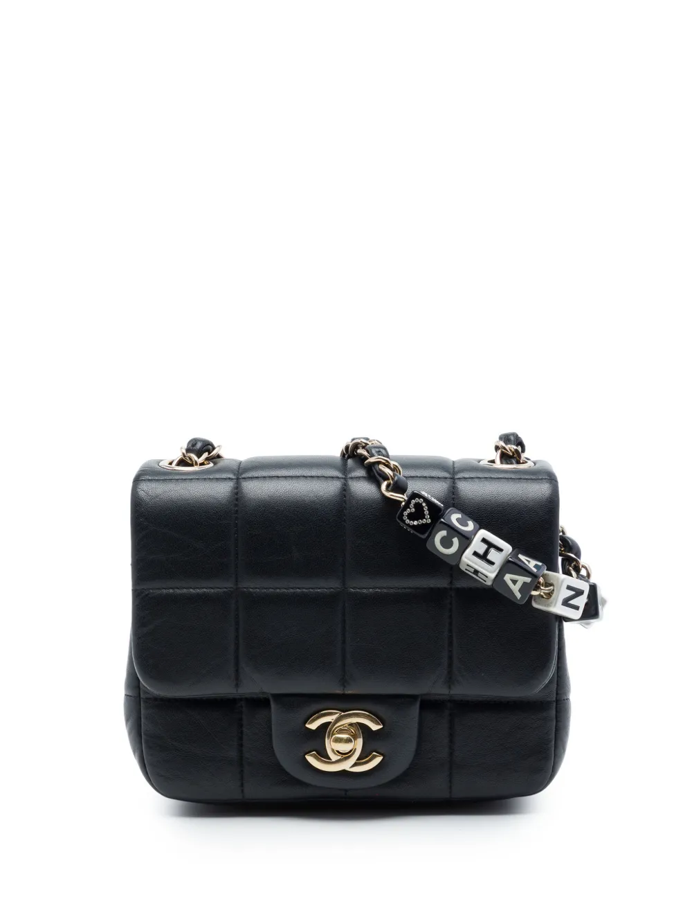 CHANEL Pre-Owned 2021-2026 Mini Quilted Lambskin Resin Crystal Square Monacoco Flap crossbody bag - Schwarz