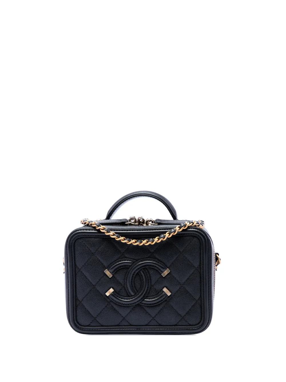 CHANEL Pre-Owned 2018 Small Caviar CC Filigree Vanity Case satchel - Nero