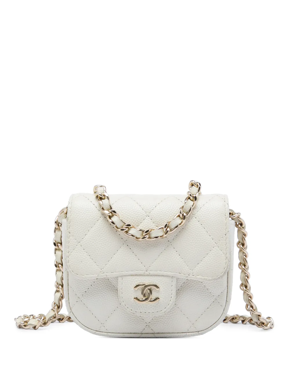 CHANEL Pre-Owned 2021 Mini Quilted Caviar Clutch With Chain crossbody bag - Weiß