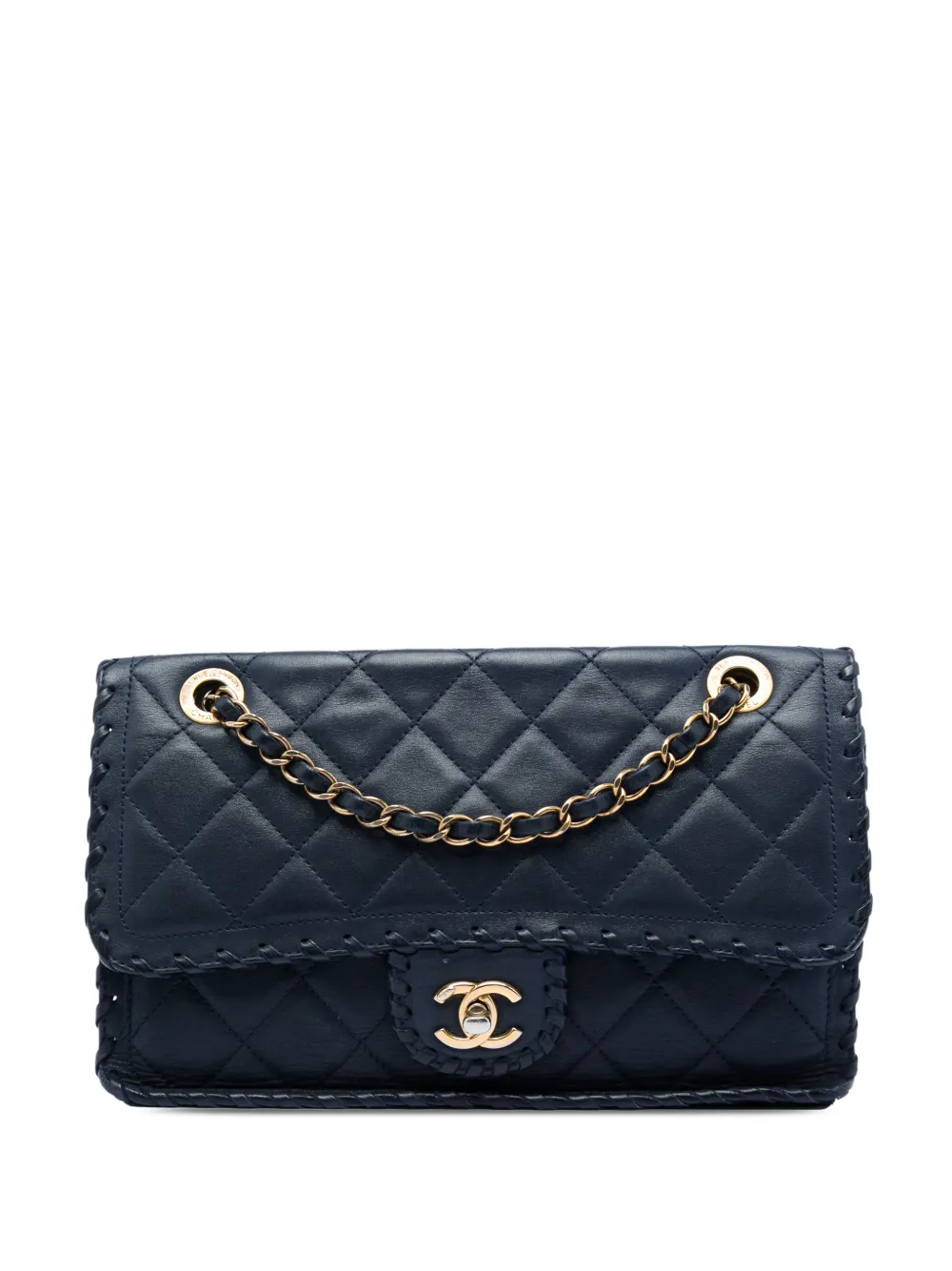 CHANEL Pre-Owned 2014-2015 Medium Quilted Iridescent Calfskin Happy Stitch Flap crossbody bag - Blau