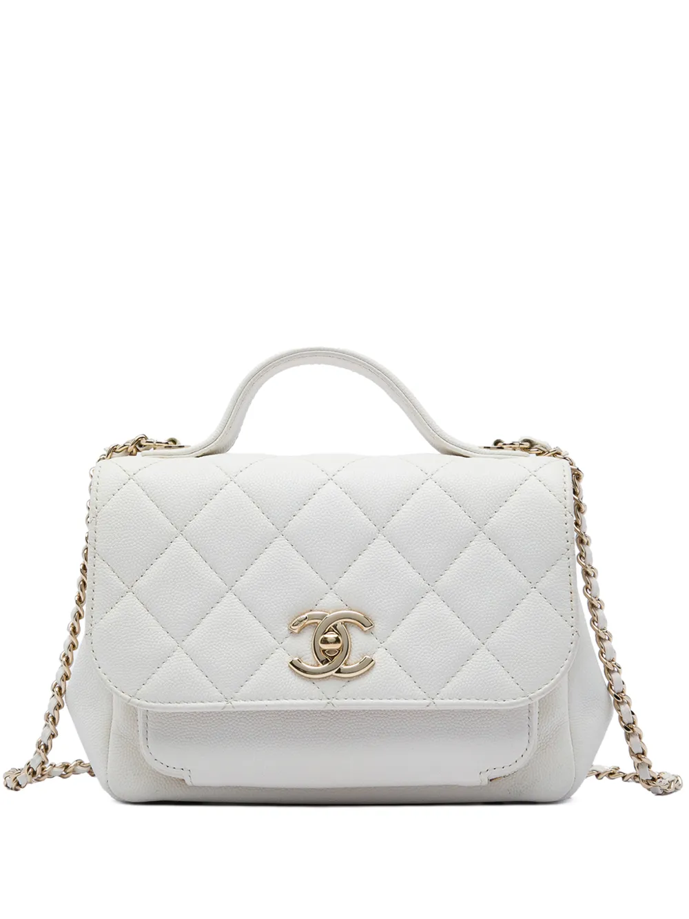 CHANEL Pre-Owned 2019 Small Quilted Caviar Business Affinity Top Handle Flap satchel - Weiß
