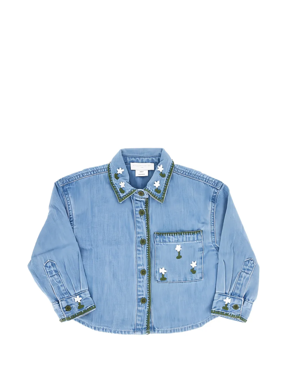Stella McCartney Kids Jeansjacke mit Blumenstickerei - Blau