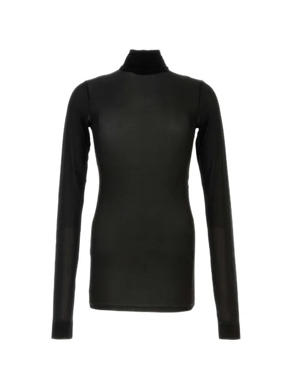 Saint Laurent Roll-neck Long-sleeve T-shirt in Black
