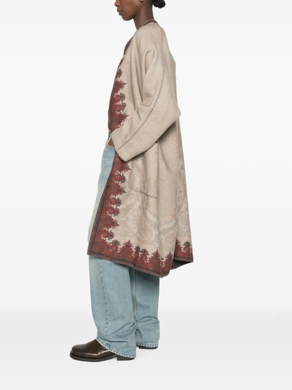 Pierre-Louis Mascia Kimono met paisley-print en stiksels Beige