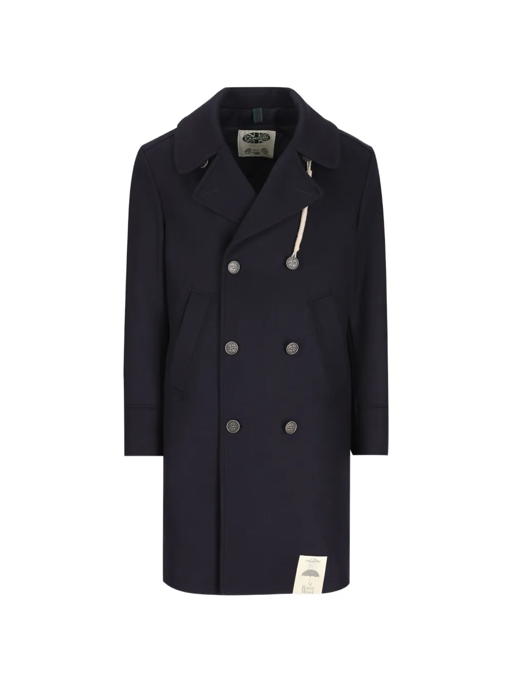 Camplin double-breasted logo-button coat - Blu