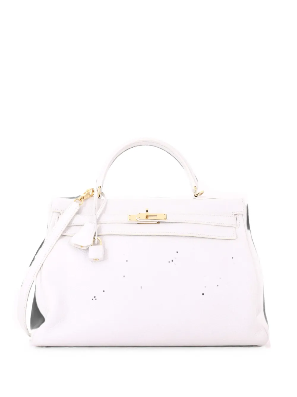 Hermès Pre-Owned Kelly Handbag White Clemence with Gold Hardware 35 tote bag - Weiß