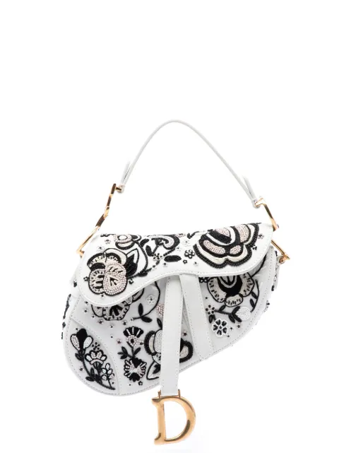 Christian Dior Pre-Owned bolso satchel Saddle mini de piel de becerro con cuentas y bordado 2018