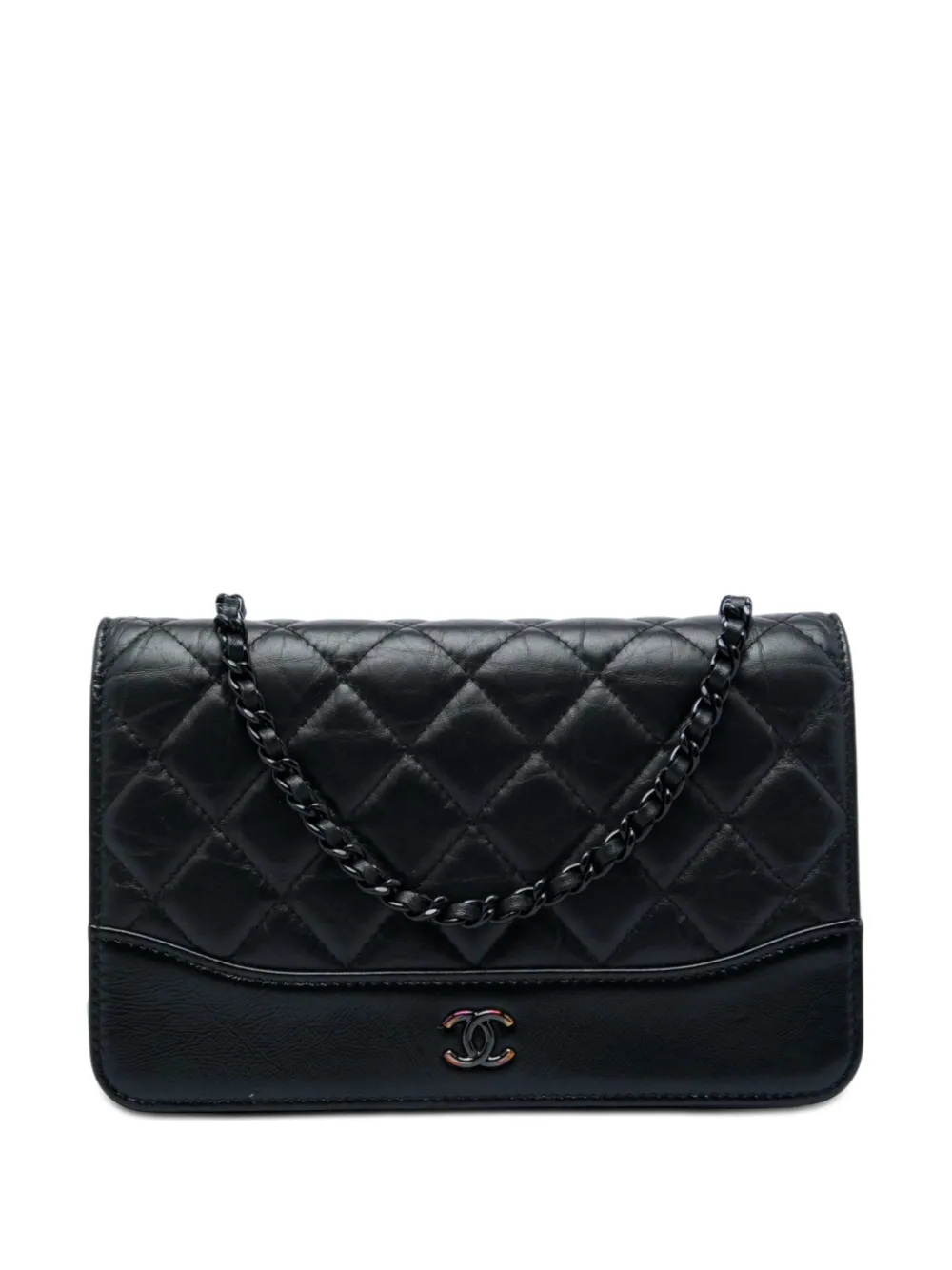 CHANEL Pre-Owned 2019 Quilted Aged Calfskin So Black Gabrielle Wallet On Chain crossbody bag