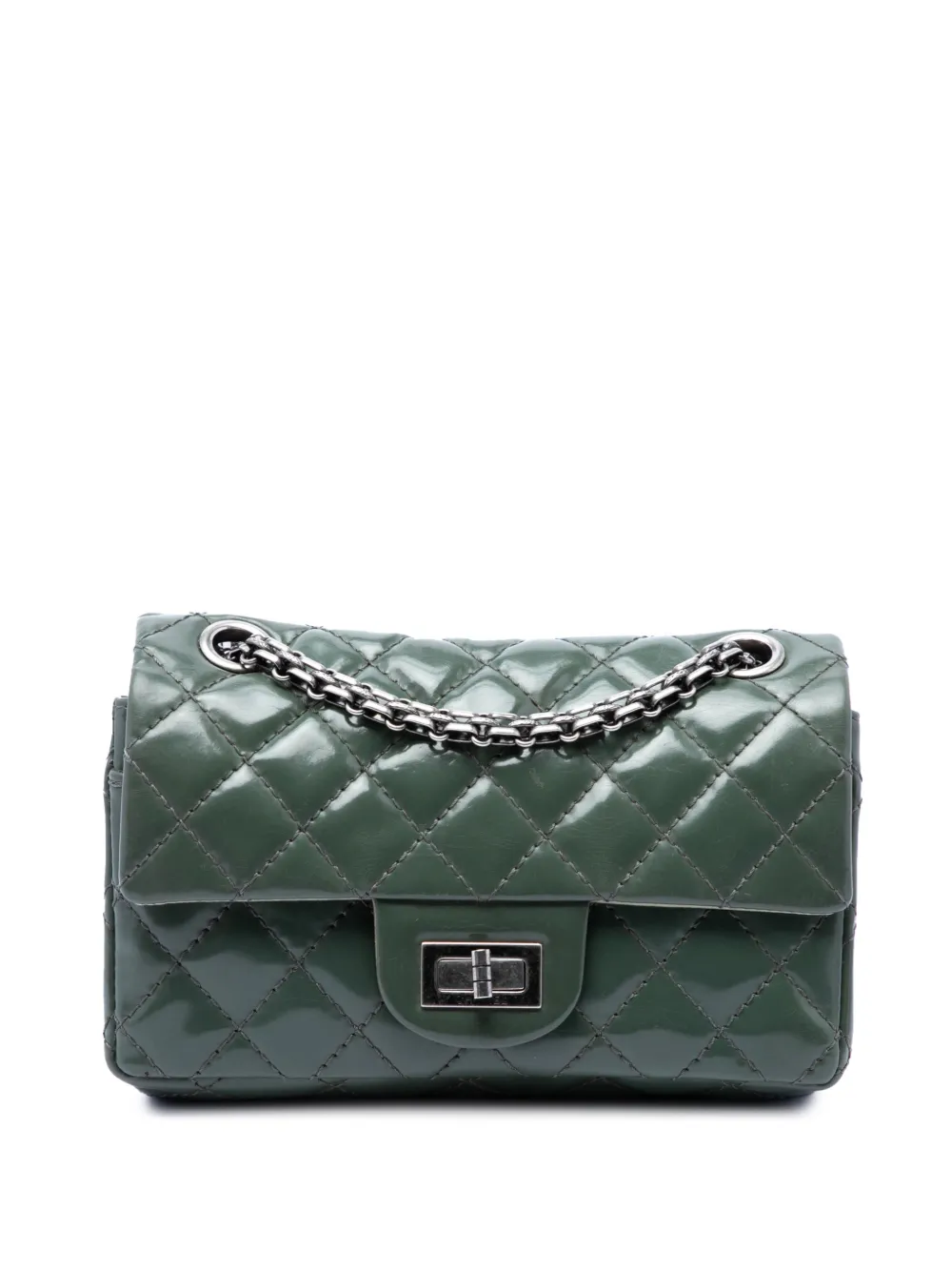 CHANEL Pre-Owned 2008-2009 Quilted Patent Reissue 2.55 Double Compartment Single Flap 224 shoulder bag - Verde