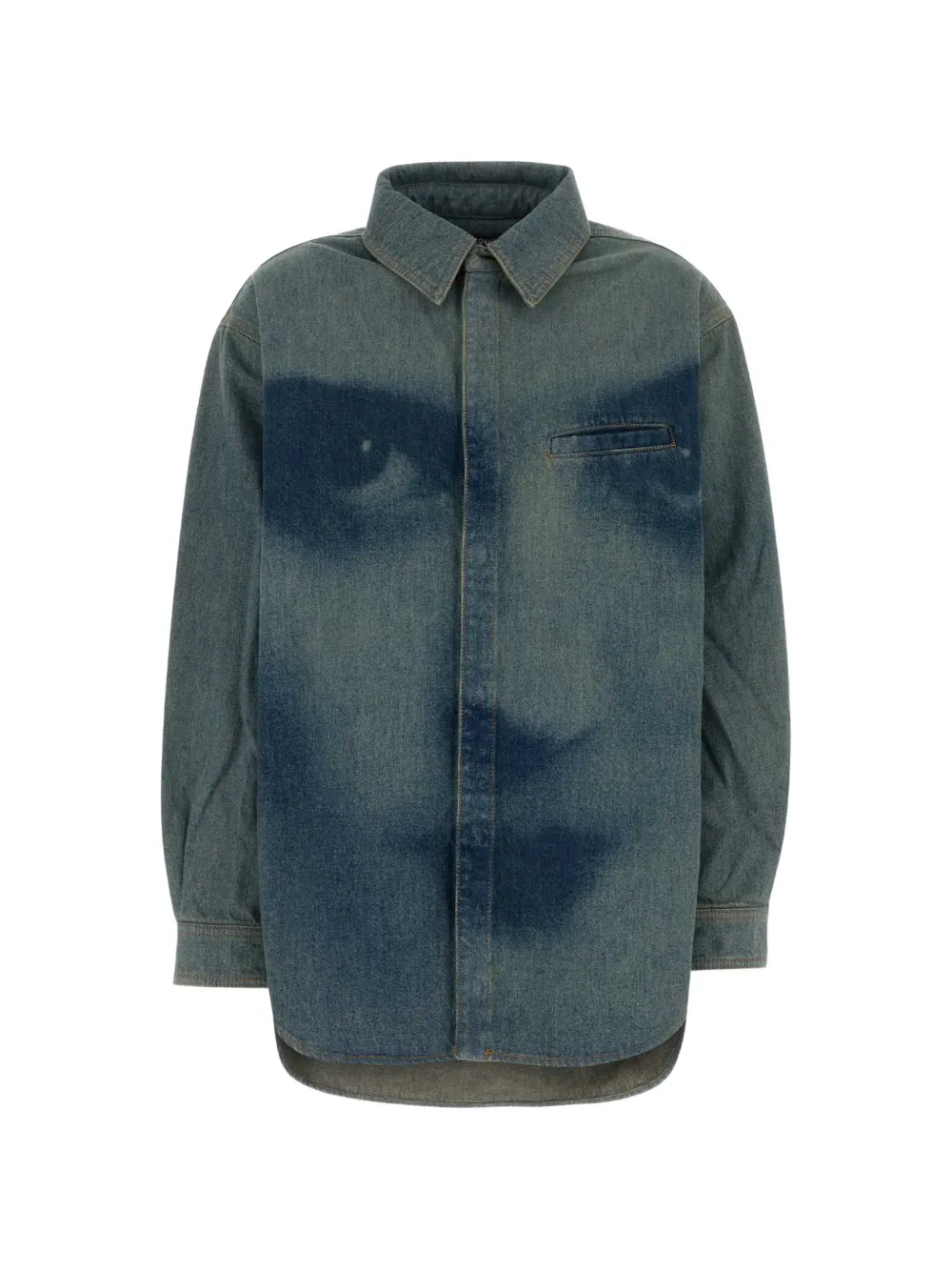 Jean Paul Gaultier graphic-print denim shirt Blauw