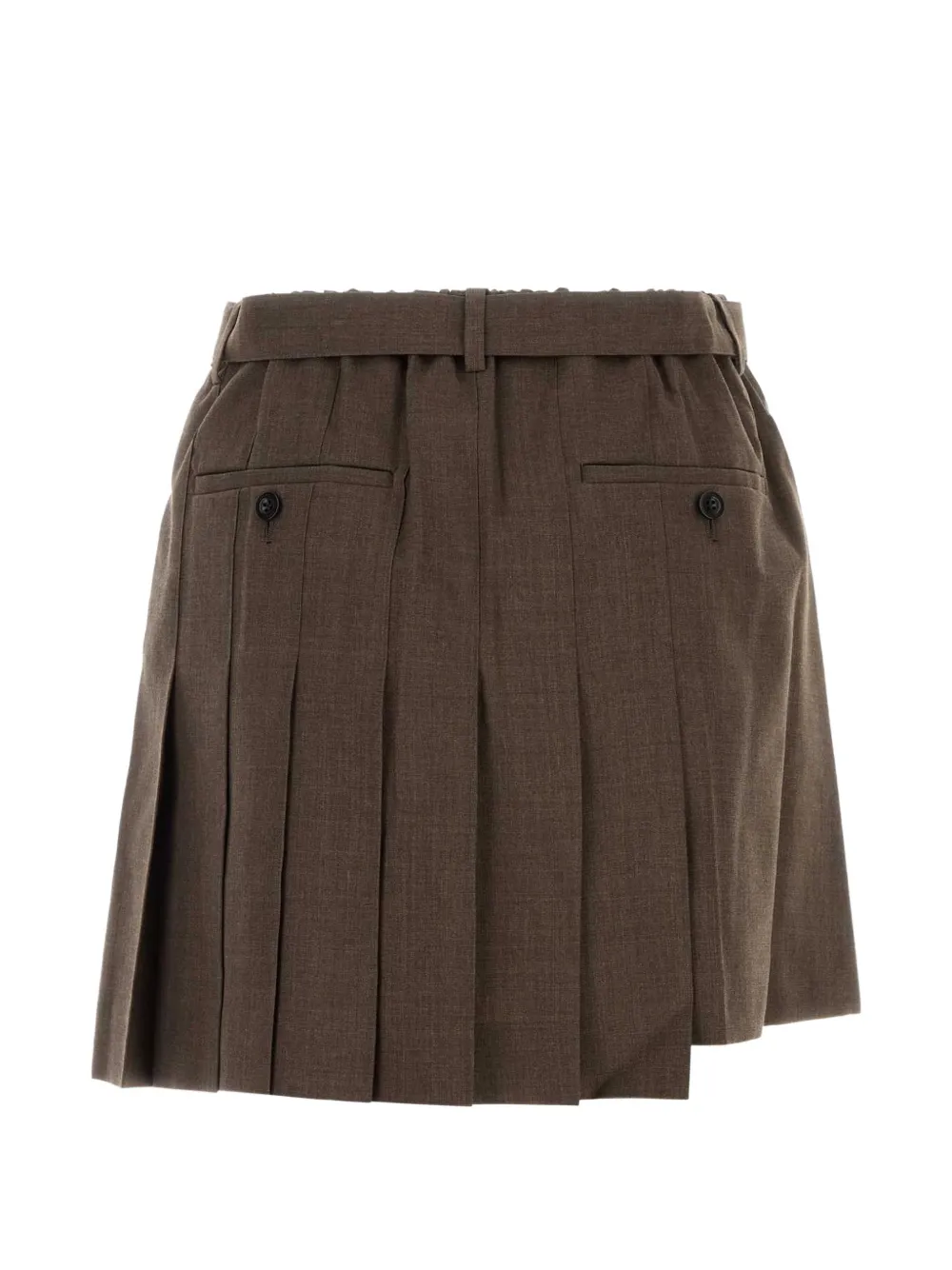 sacai Asymmetrische shorts met plooien Bruin