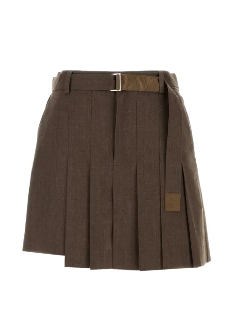 sacai pleated asymmetric tailored shorts
