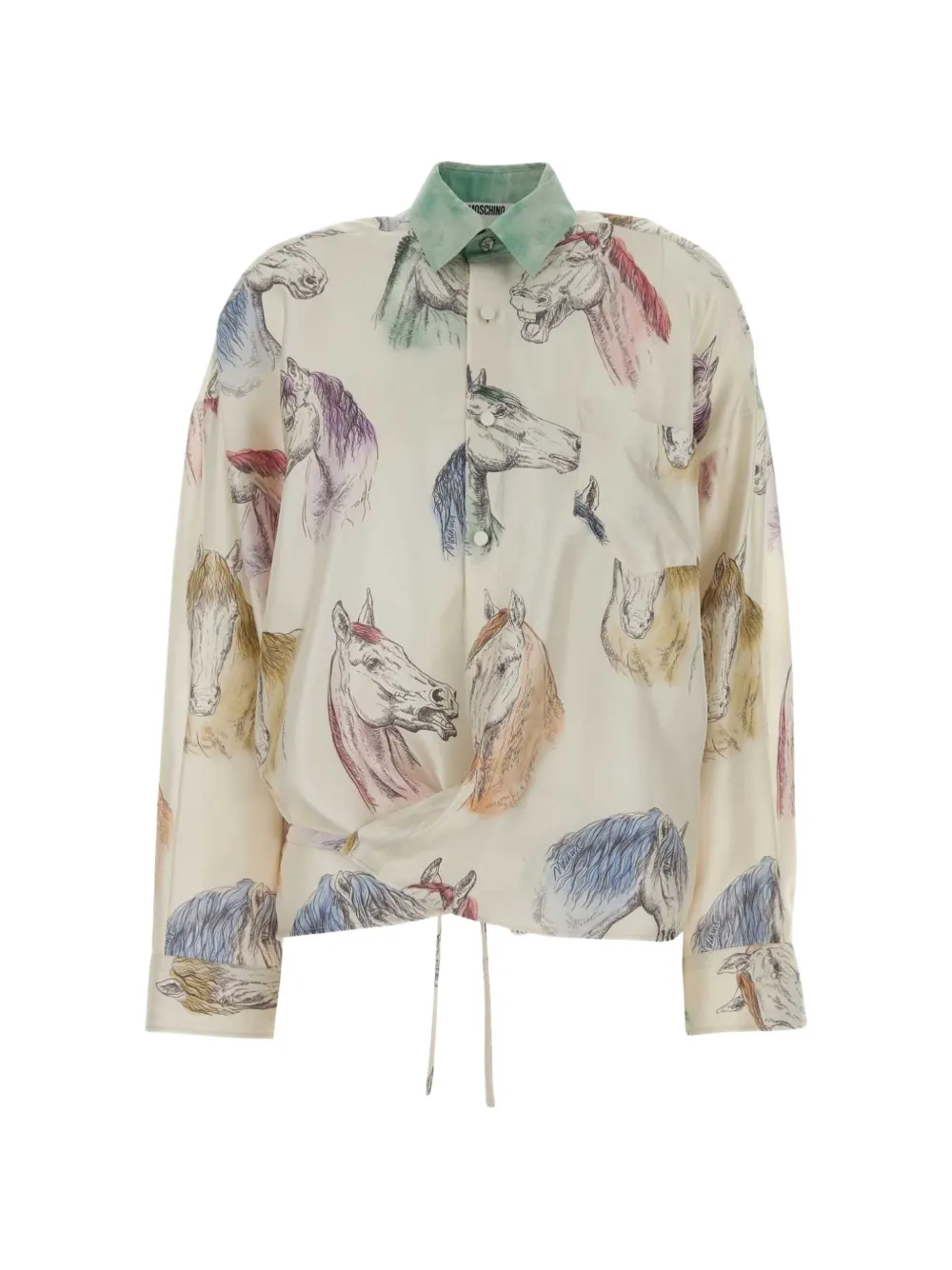 Moschino horse-print knotted shirt - Toni neutri