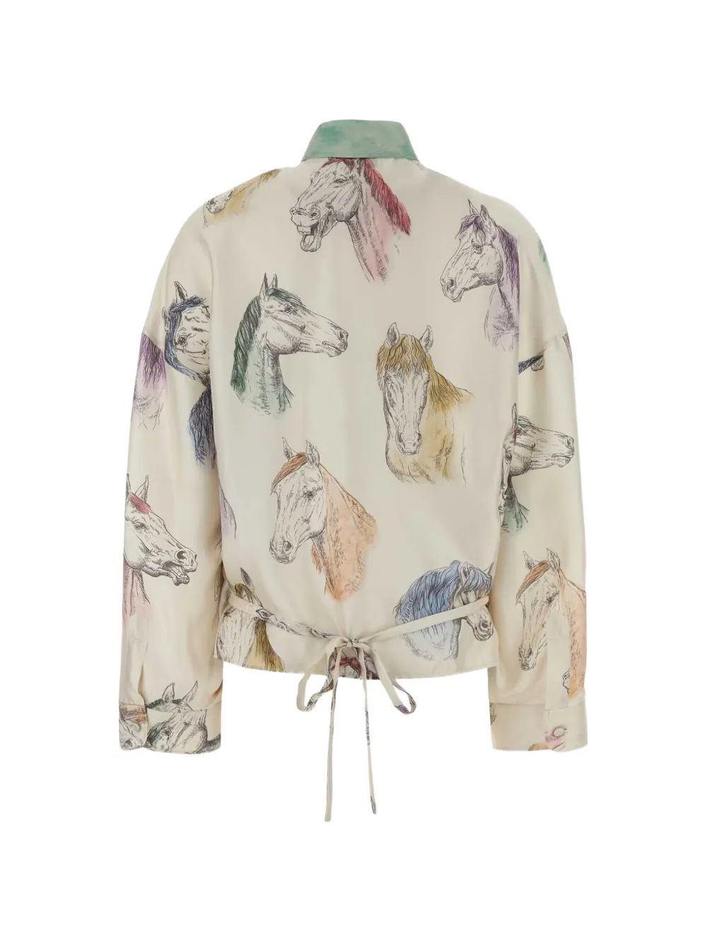 Moschino Geknoopte blouse met paardenprint Beige
