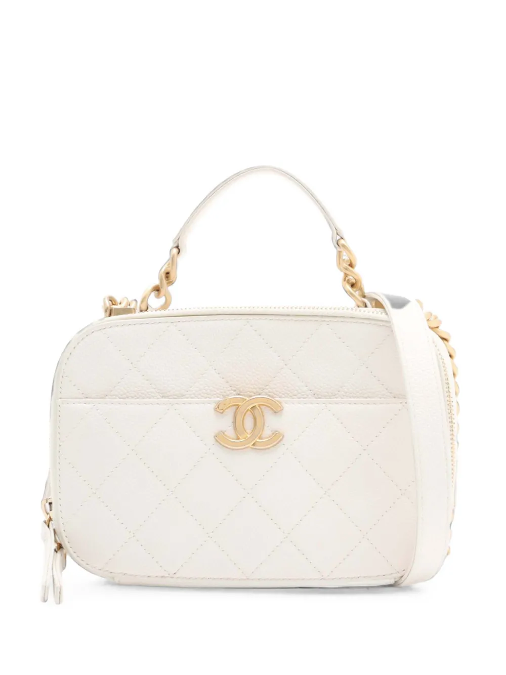 CHANEL Pre-Owned 2019 CC Caviar Top Handle Vanity Case satchel - Bianco