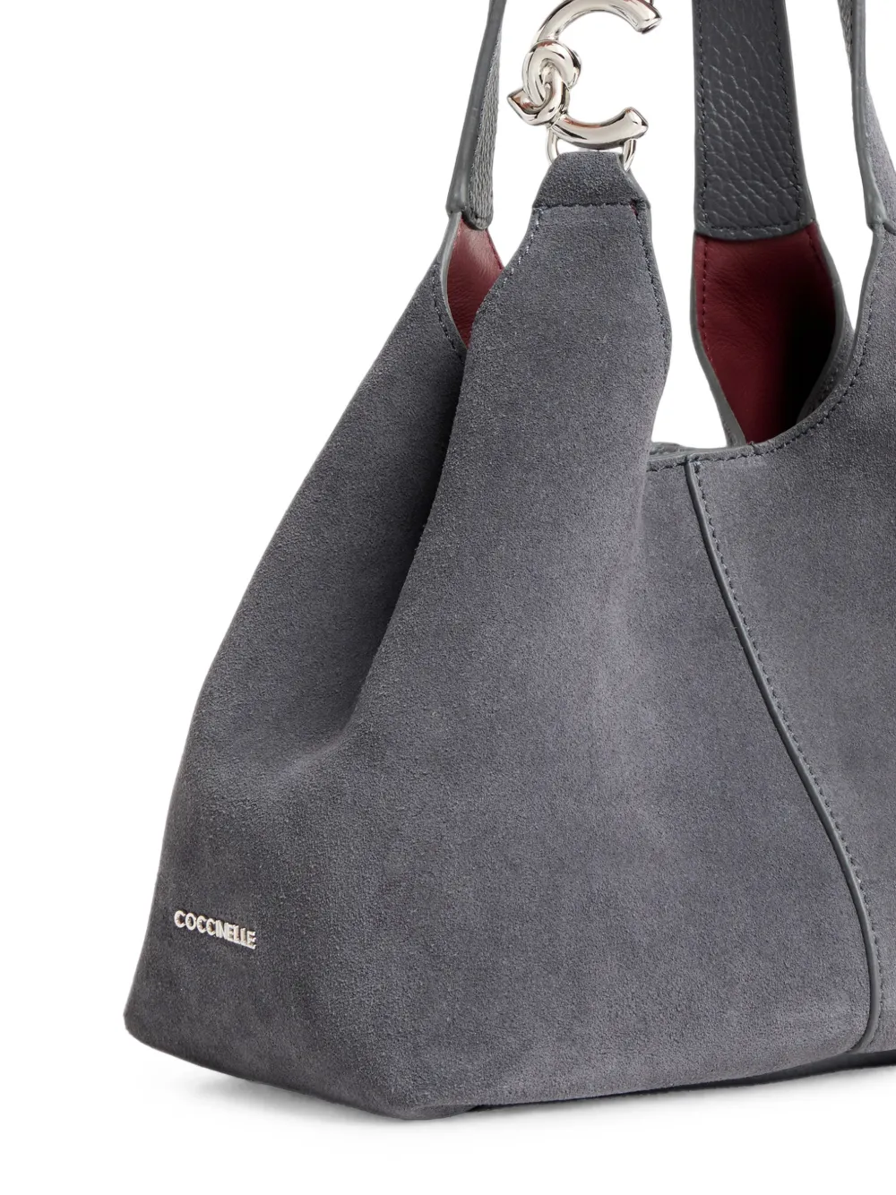 Coccinelle suede leather shoulder bag Grijs