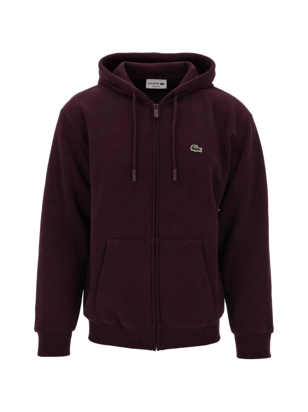 Lacoste logo-patch zip-up hoodie - Rosso