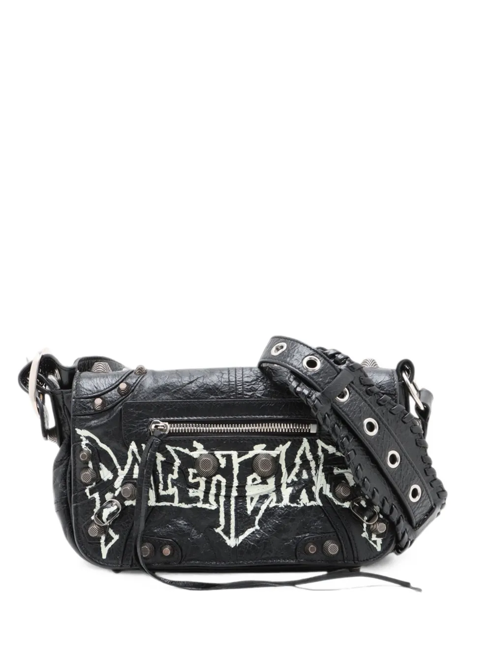 Balenciaga Pre-Owned 2018-2026 XS Motocross Graffiti Le Cagole Flap Umhängetasche aus Lammleder - Schwarz