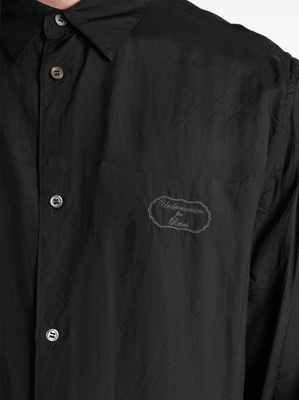 Undercover Overhemd met geborduurd logo Zwart