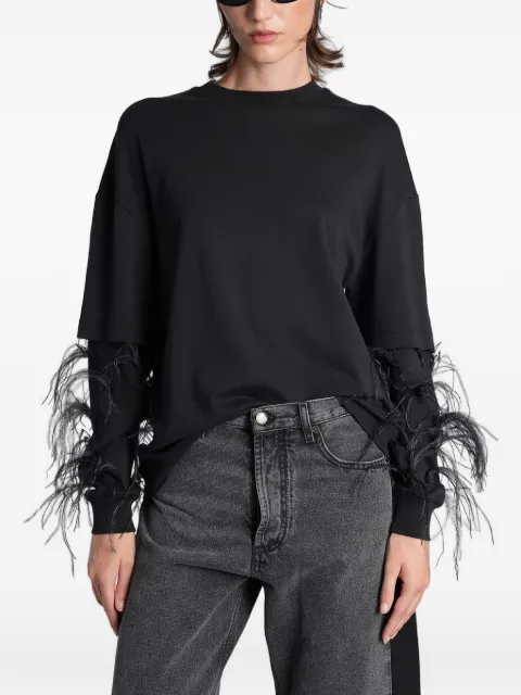 DARKPARK Troy feather-trim double-sleeve T-shirt