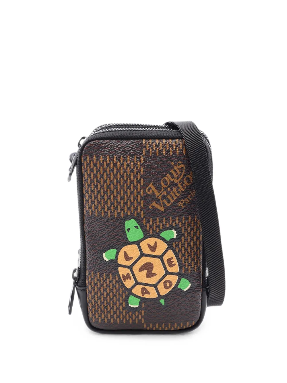 Louis Vuitton Pre-Owned 2010-2026 Nigo Giant Damier Ebene Tortoise Double Phone Pouch crossbody bag - Braun