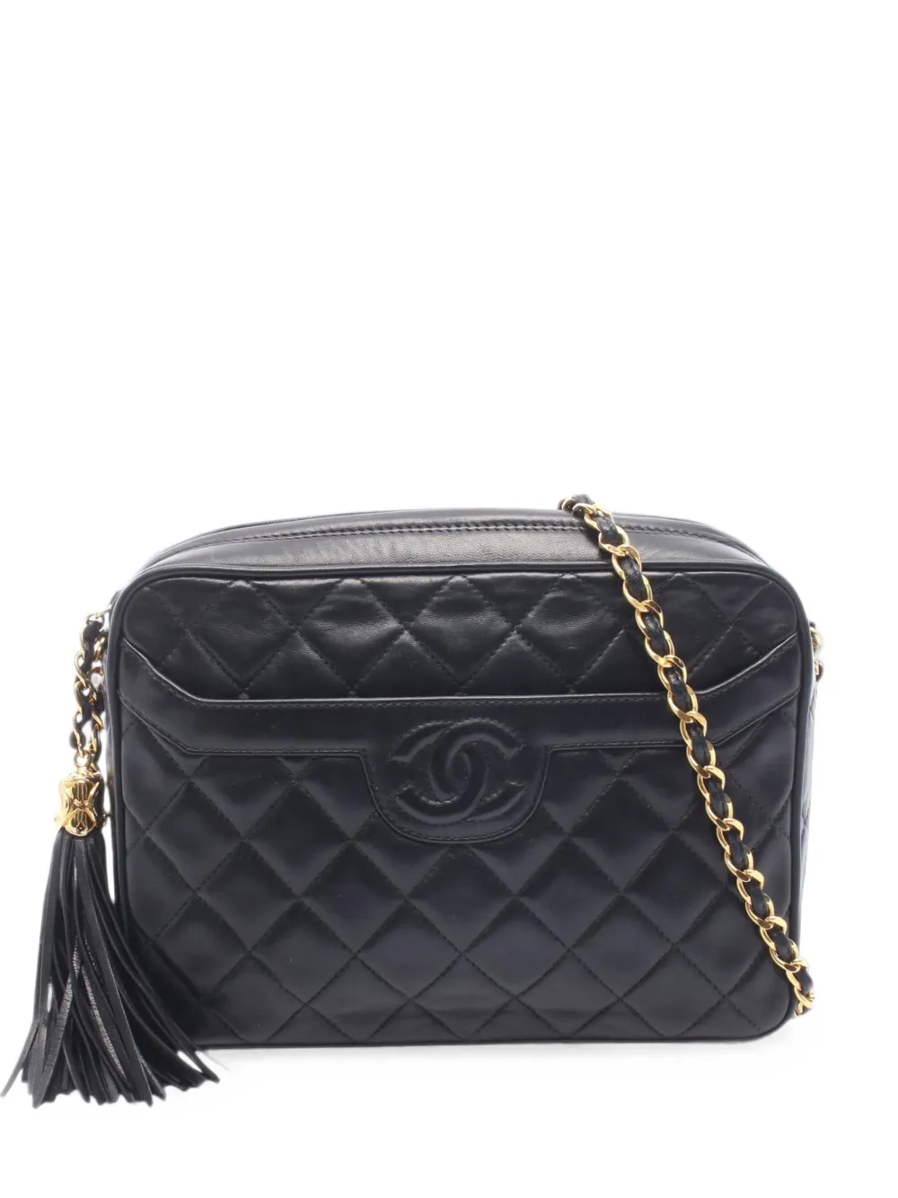 CHANEL Pre-Owned 1991-1994 Medium CC Quilted Lambskin Tassel Camera Bag crossbody bag - Schwarz