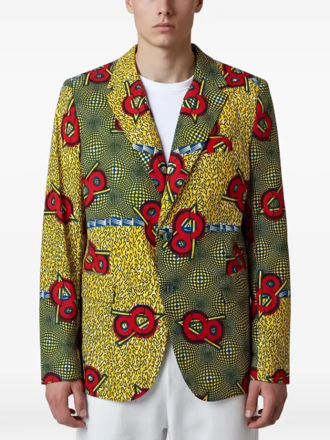 Vintage graphic-print single-breasted blazer
