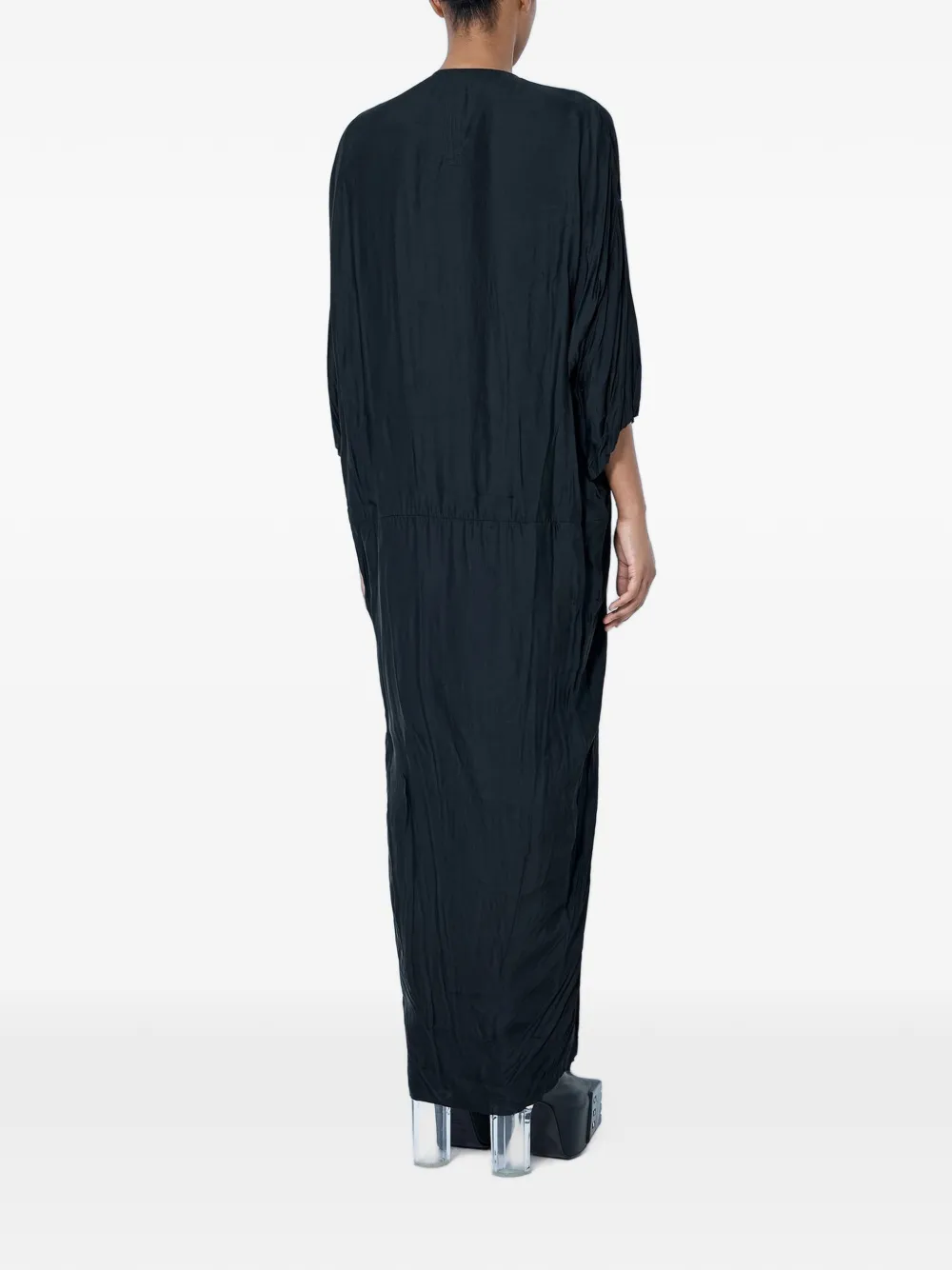 Rick Owens pleated V-neck maxi dress Zwart