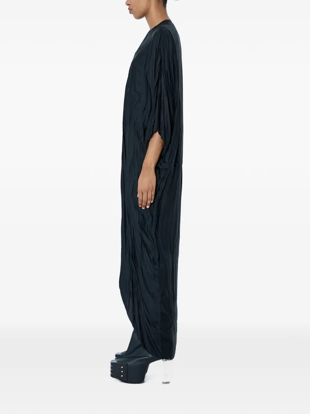 Rick Owens pleated V-neck maxi dress Zwart