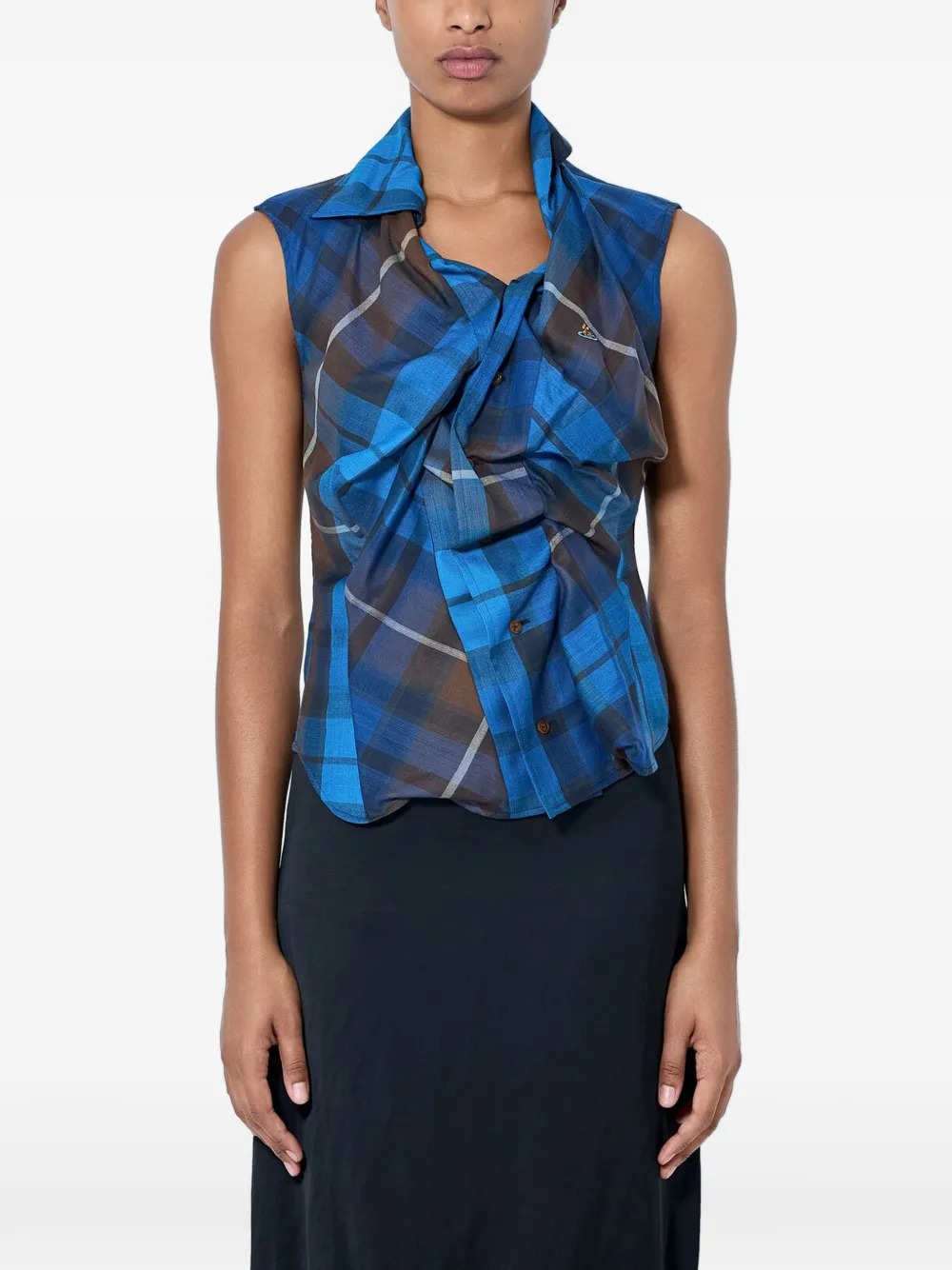 Vivienne Westwood Drunken draped short-sleeve shirt Blauw