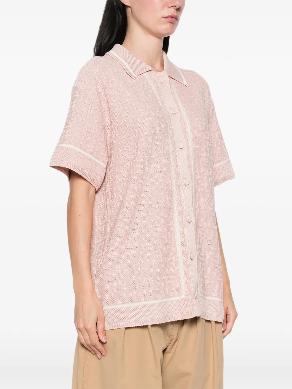 FENDI Overhemd met logo jacquard Roze