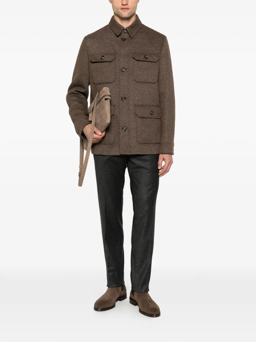 Loro Piana Andover button-up jacket Bruin