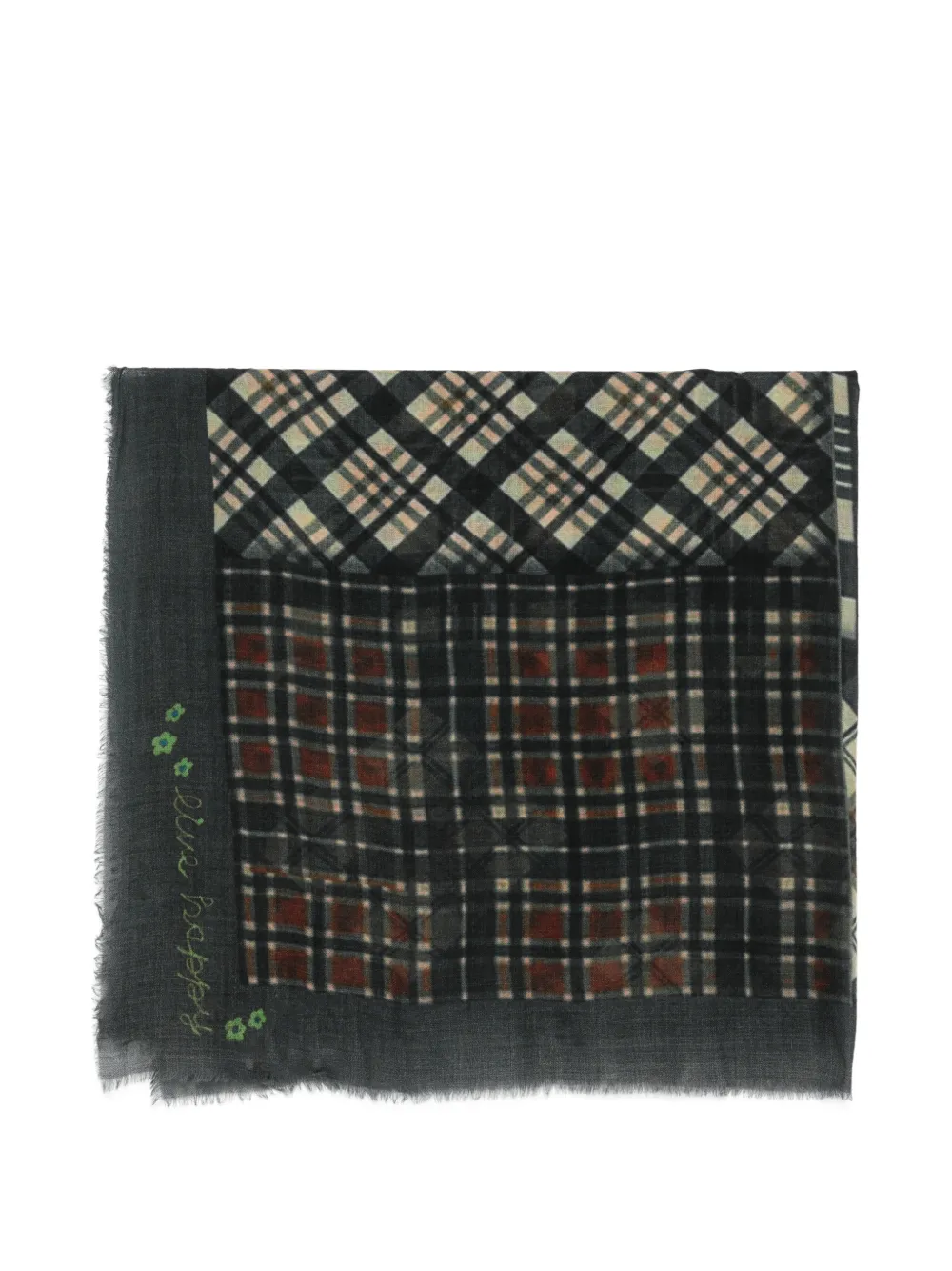 SGOMBERO CANTINE checked fringed scarf - Grigio