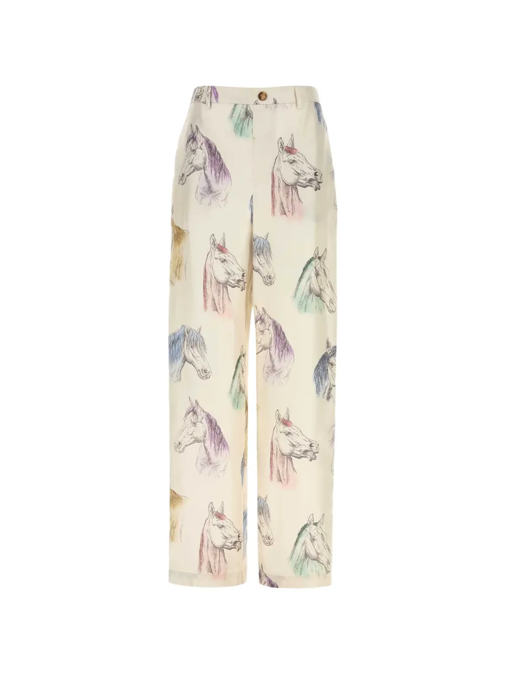 Moschino horse-print straight-leg trousers - Toni neutri