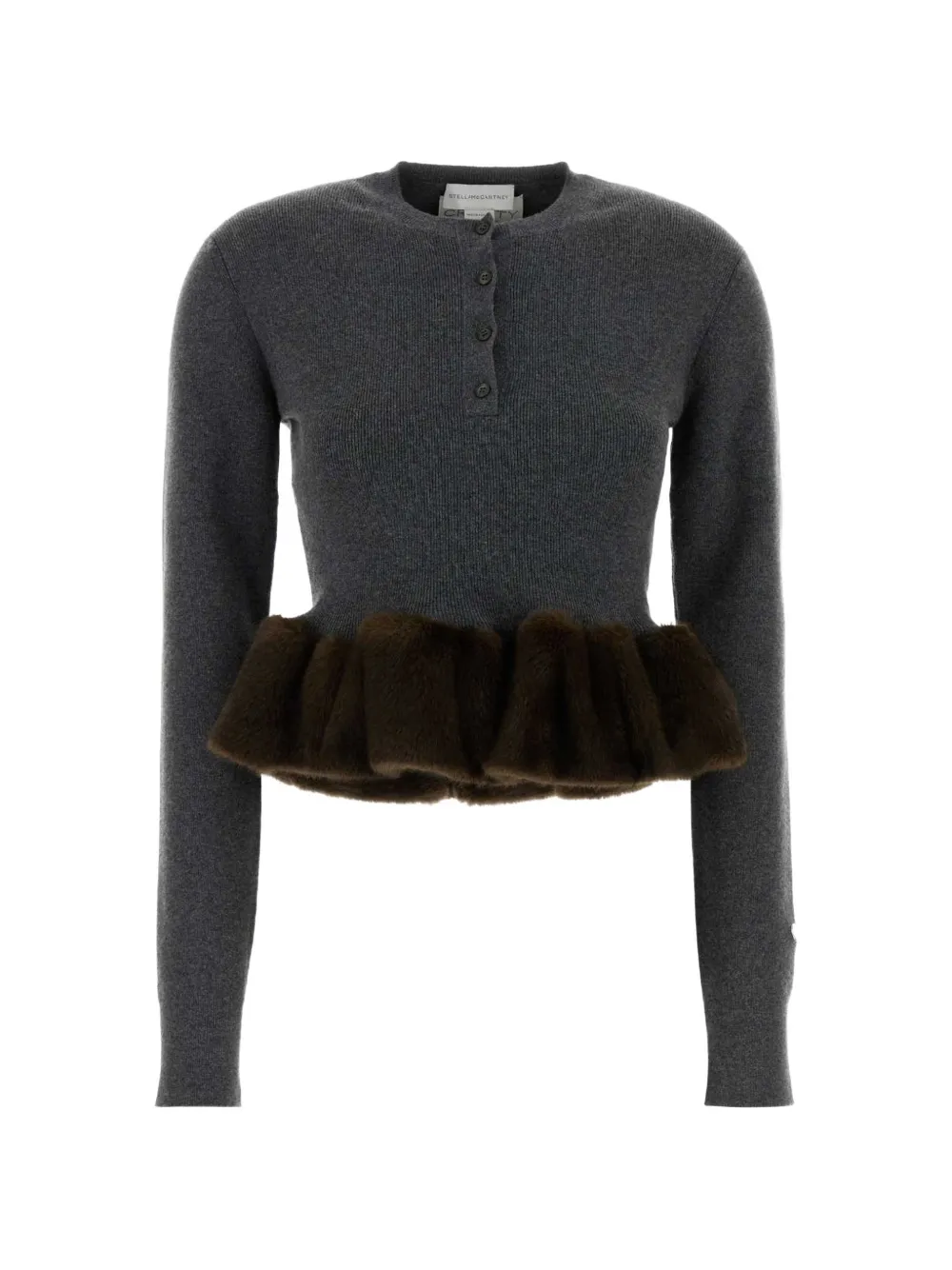 Stella McCartney faux-fur peplum sweater - Grigio