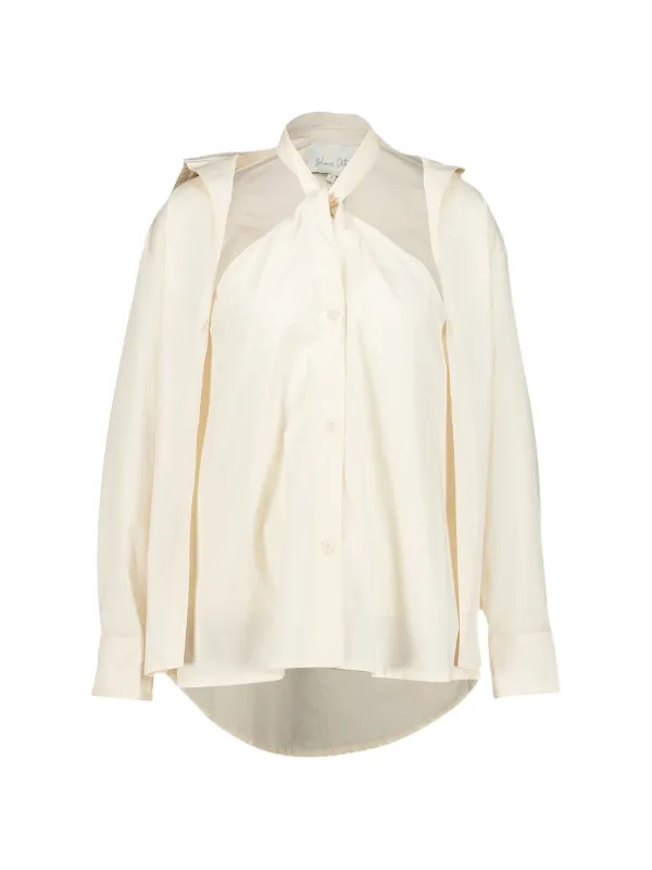 Johanna Ortiz Bow-neck Layered-effect Shirt in Neutrals
