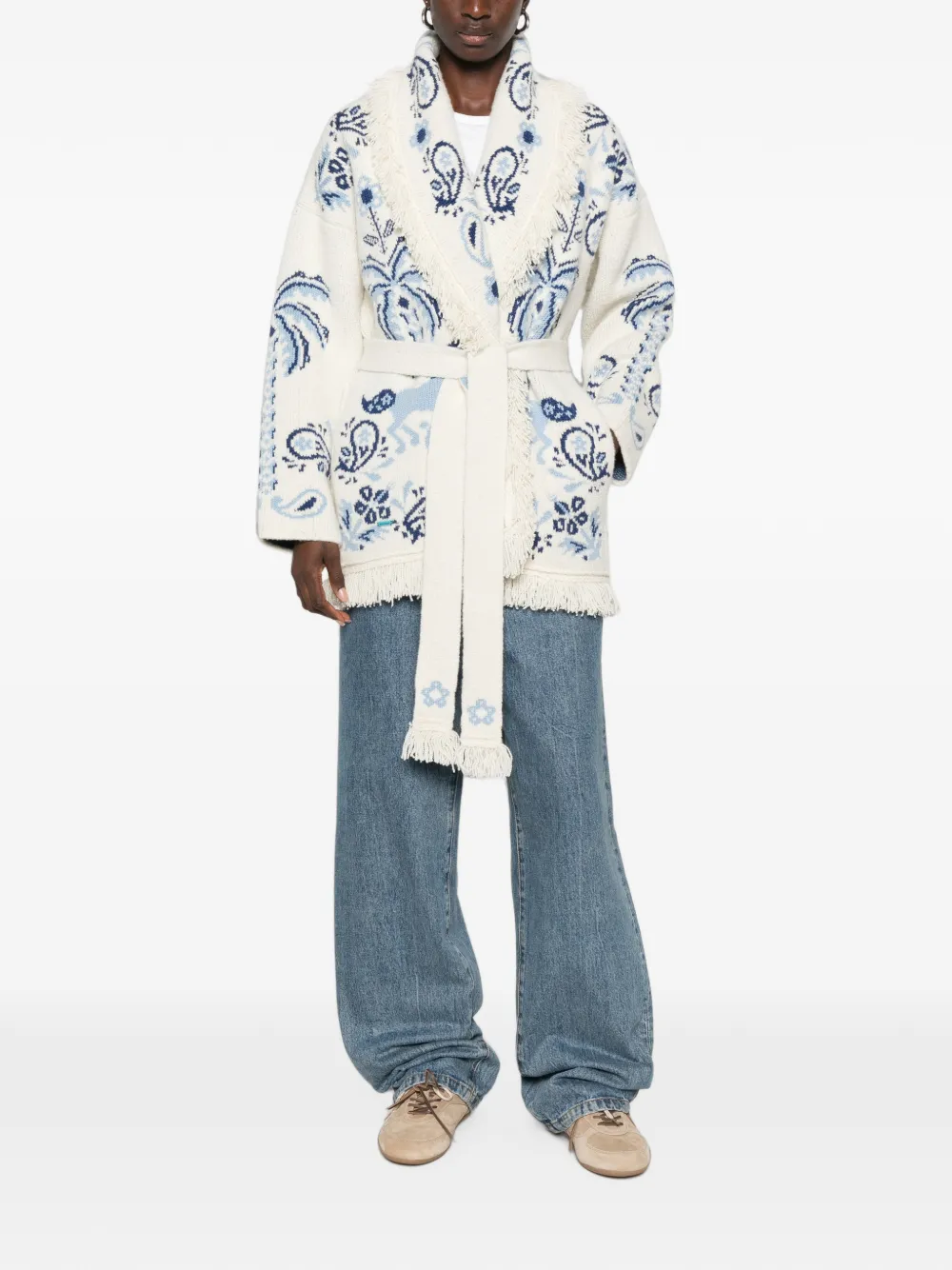 Alanui Island Roots Foulard fringed cardigan - Nude